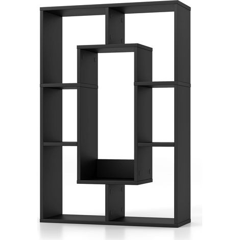 GOPLUS Étagère Bibliothèque à 7 Cubes, Bibliothèque Salon avec Dispositifs Anti-basculement pour Bureau, Chambre, 60 x 20 x 90cm,Noir (1/5)
