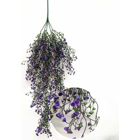 One plus one 2pcs artificiels Suspendus Fleur Plante Faux rotin Saule Fleur de Vigne Maison Jardin décoration Murale Artificielle Suspendue Plante Fleur (Blue Purple) (1/5)