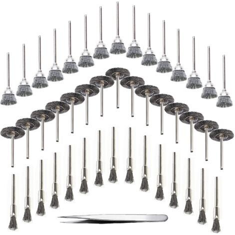 45 Pièces Outil de Perceuse à Bois Brosse Métallique Fil d'Acier Inoxydable Brosse de Perceuse Rotative en Métal, Argent (Acier Inoxydable) (1/5)