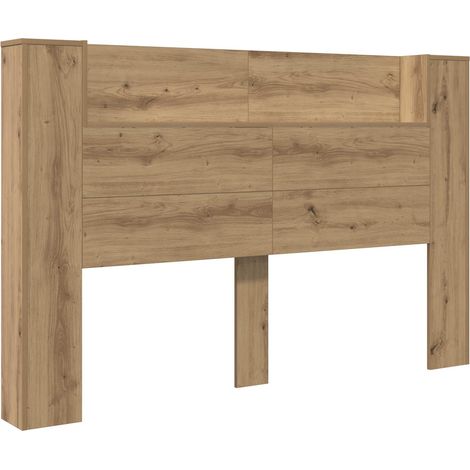 Cabinet de Tête de Lit Armoire de Tête de Lit avec LED avec étagère Chêne Artisanal (1/5)