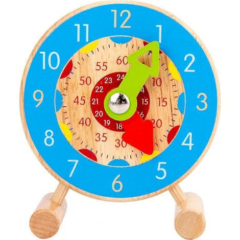 Blocs d'horloge pour enfants - Jeu créatif et éducatif pour développer la perception du temps-12X10X4.5CM-Blue