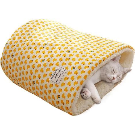 Saco de dormir de invierno para gatos, cama tipo cueva para gatos - Nido grueso y cálido para mascotas en invierno, nido redondo con forma de barril para animales de compañía, nido cálido para sueño p (1/4)