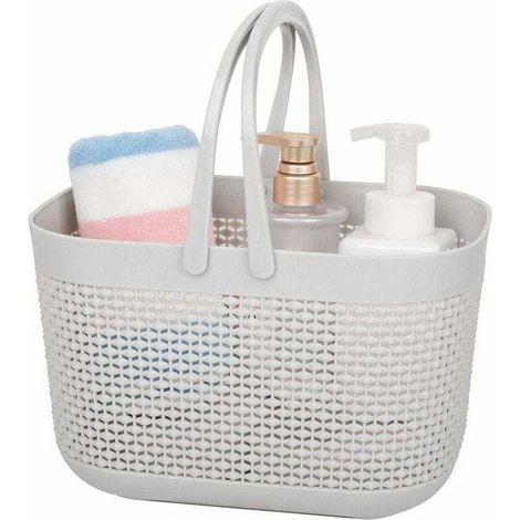 Enowelir Panier De Douche Portable Avec Poignées, Bac De Rangement En Plastique Pour Cuisine Salle De Bain Et Dortoir Universitaire Gris (1/4)