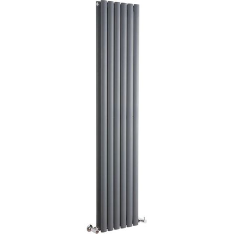 Milano Aruba Anthracite Vertical Column Double Oval Panel Radiator - 1600mm x 354mm (1/5)