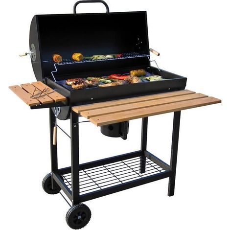 Barbecue au charbon de bois - BBQ-Toro - Chariot mobile - Ø 42 cm - Fumoir - Métal
