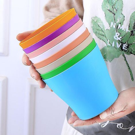 Petits pots de fleurs colorés en plastique pour plantes grasses d'intérieur, avec trous de drainage et soucoupes, pour la maison o (1/5)