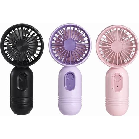 Lot de 3 mini ventilateurs portables – USB – 3 vitesses – Rechargeables – Bureau, voyage, maison (1/5)