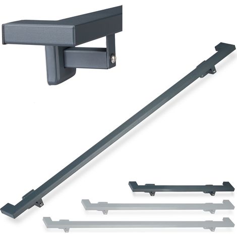 Relaxdays – Rampe d’escalier murale – Main courante en acier galvanisé anthracite – Longueur 100 cm – Fixation rapide incluse (1/5)