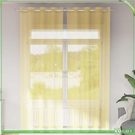 4102136 Rideaux en voile avec illets 2 pcs jaune (1/5)