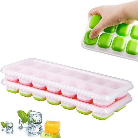 Lot de 2 bacs à glaçons - Couvercle/Moule pour 28 glaçons, Multicolore - AquaForge (1/5)
