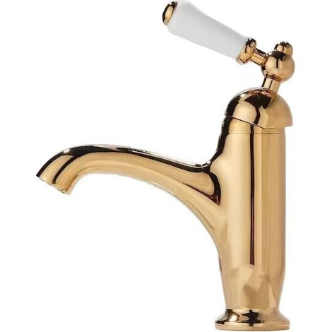 Factory direct sales of European antique style washbasin faucets, hot and cold retro style countertop basins, washbasins, handwashing basins, splash-proof gold style - low gold model