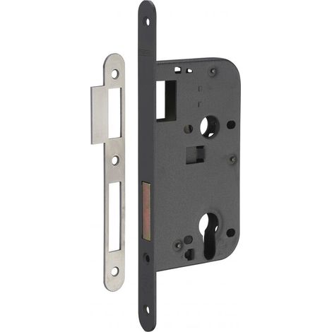 Boîtier de serrure encastrable à cylindre 50mm – Pêne dormant en laiton – Mécanisme à 2 tours – Pour porte d'entrée en bois dur (1/2)