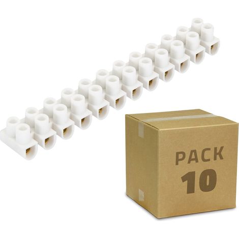 Pack 10 unidades de Clema Regleta de 12 Conectores de Cable Eléctrico Blanco 6 mm² (1/2)