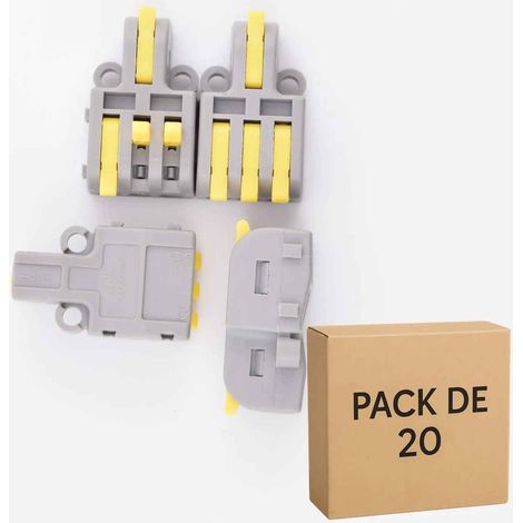 20 Bornes de Raccordement à Leviers jaunes (1 entrée / 3 sorties), 32A - LT-13-Jaune (1/5)