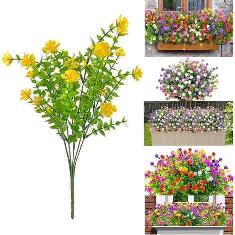 Bouquet d’eucalyptus artificiel 6 branches, fleurs décoratives réalistes et flexibles, longueur 32 cm, traitement anti-UV, pour décoration de maison et jardin (1/5)