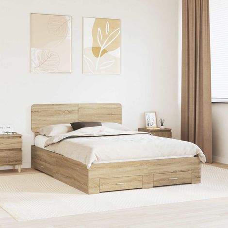 Estructura de cama con cabecera Roble 150 x 200 cm