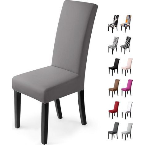 Stuhlhussen 4er Set, elastische Stretchhusse für Esszimmerstühle, Taupe (1/5)