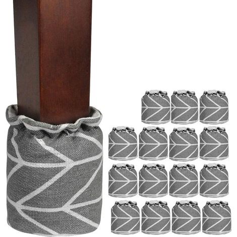 Protectores de suelo para patas de sillas，16 unidades. Tapas de tela para patas de mesa，16 unidades，madera，gris，tela (1/2)