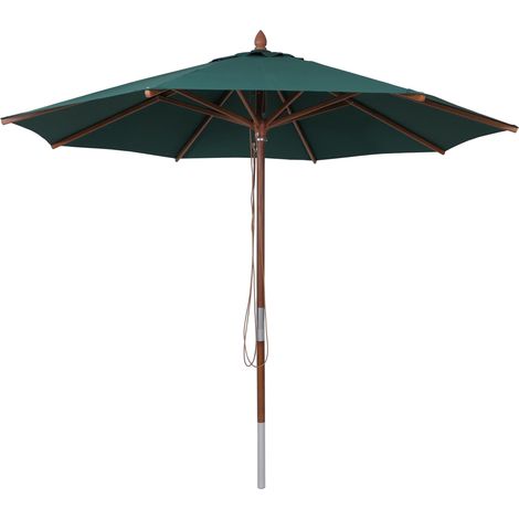 Parasol de restaurant HWC-C57b, parasol de jardin, polyester/bois 14 kg, rond à 3 m, céble de tracti (1/5)