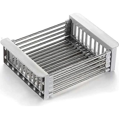 Panier d'évier, panier filtre de cuisine, égouttoir multifonctionnel extensible pour laver les fruits et légumes et sécher la vaisselle, à utiliser dans l'évier ou sur le plan de travail. (1/5)