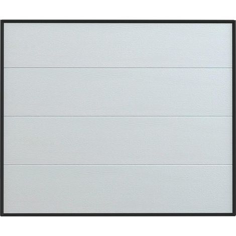 Porte de garage sectionnelle effet bois blanc motorisée L254 x H218 cm - PRIETA