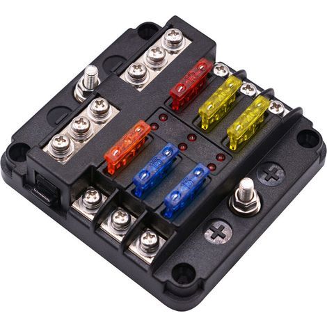 6-fach Kfz-Sicherungskasten, ATC/ATO-Sicherungshalter mit Minuspolanzeige (1/4)