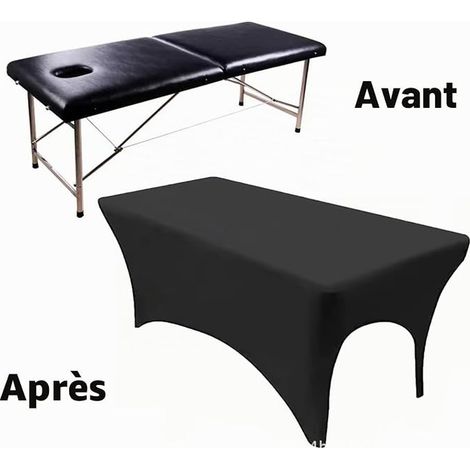Massage Table Cover for the Face, Soft, Elastic, Washable Reusable Massage Table Cover for Spa, Massage Table, Massage Bed (6FT/183 x 76 x 74 cm, Black) (1/4)