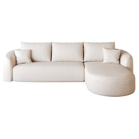 Canapé d’angle modulable 2 places 266 cm, méridienne à droite, sans structure rigide, sans montage, blanc (1/5)