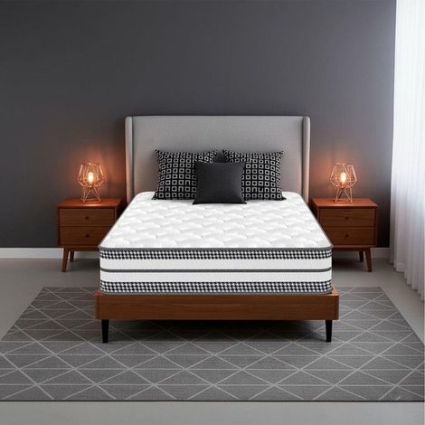 Matelas 90x200 cm Memoire de Forme, Épaisseur 26 cm, H3 Moyenne Ferme, Hybride Mousse & Ressorts Ensachés, Design Ergonomique (1/5)