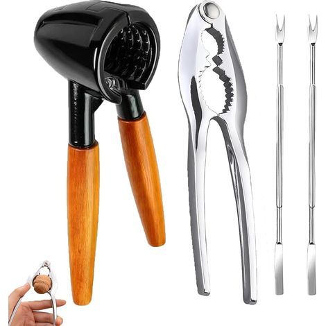 - Nussknacker - Nussnadel - Edelstahl - Für Nüsse und Schalentiere - Silberfarben - Standardgröße (1/5)