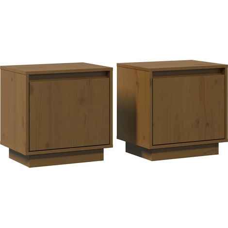 Maison Exclusive - Mesitas de noche 2 uds madera de pino marrón m (1/5)