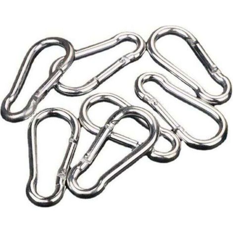 Mousqueton - Acier Inoxydable 304 - M5 - Pour Camping Randonnée Hamac - Lot De 6 (1/4)