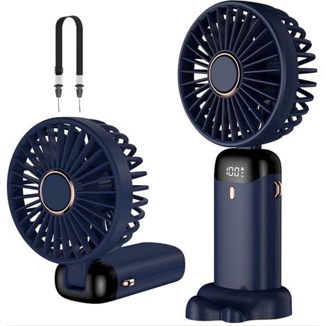 Mini ventilatore Elico - Ventilatore portatile - Connessione USB-C - Include supporto per telefono - Blu scuro (1/5)