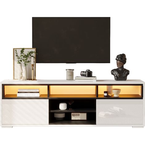 CHICFURN Mobile TV LED 150 x 35 x 50 cm in truciolato bianco per piccoli soggiorni (1/5)
