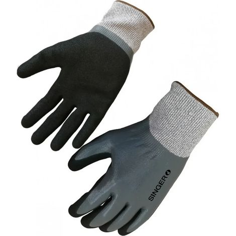 Lot 10 Paires Gants Anti-Coupure Tricotes HDPE Haute Tenacite SINGER - Taille 9 - Norme EN388 - Manutention Industrie (1/2)