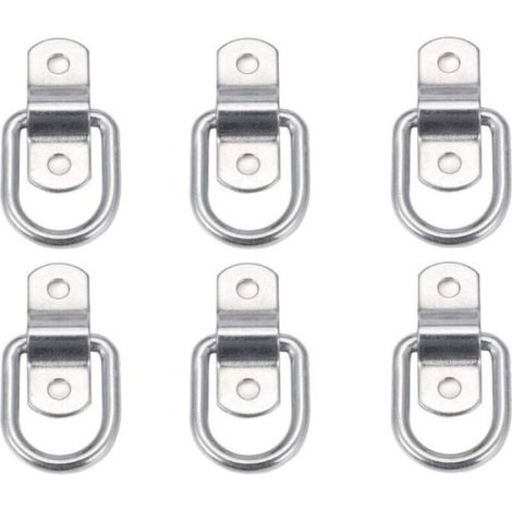 Set of 6 heavy-duty tie-down rings for mounting, securing, strapping, cleats, hooks, trailer anchors. Tie-down ring. (1/3)