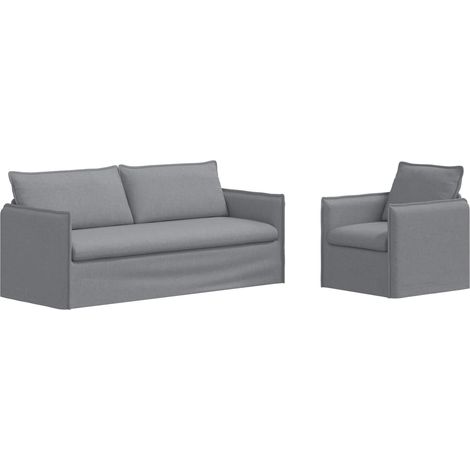 Ensemble de Canapés 2 pcs Salon de jardin Gris clair 196 x 82 x 85 cm Tissu (1/5)