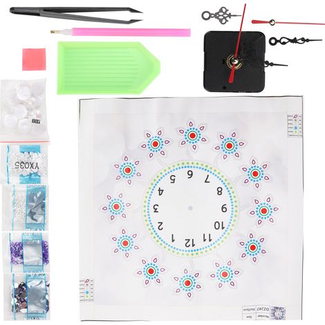 Kit de peinture diamant pour horloge silencieuse à suspendre soi-même, décoration murale pour salon DZ247 (1/5)