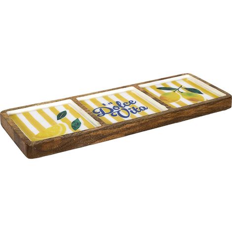 Planche de Présentation en Bois "Dolce Vita" 40cm Jaune (1/4)