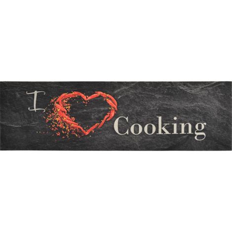 Tapis de cuisine,Tapis de sol lavable impression cuisine,Tapis de sol noir 45x150 cm CFW584450 (1/5)