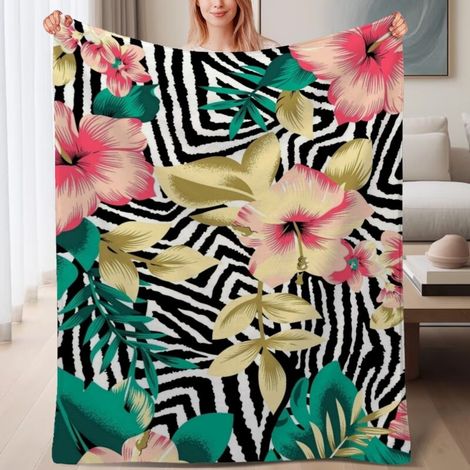 Couverture de lit en polaire, jeté doux et chaud pour le printemps, légère et luxueuse en microfibre de polyester, décoration pour chambre et salon, ajout parfait à la décoration, cadeau adapté pour h (1/4)