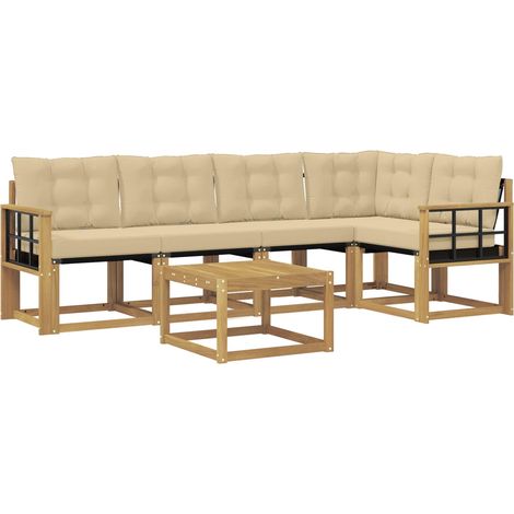 Outdoor Sofa Set with Cushion 6 pcs White and Beige vidaXL