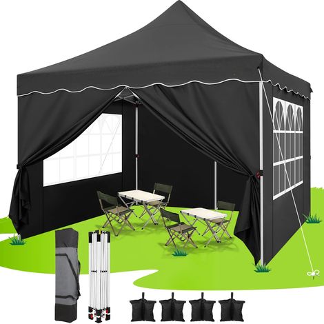 Tienda de campaña plegable, refugio portátil para exteriores, diseño resistente al agua, color negro. (1/2)