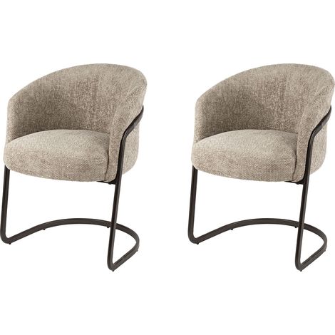 Lot de 2 fauteuils repas 59x58x79 cm en tissu texturé sable et bronze (1/5)
