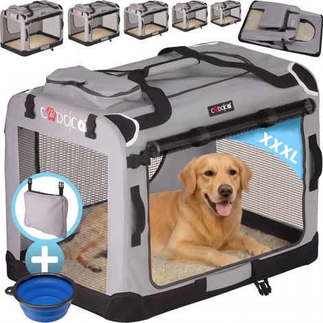 CADOCA® Pet Carrier Fabric Dog Cat Rabbit Transport Bag Cage Folding Puppy Crate XXXL - Grey