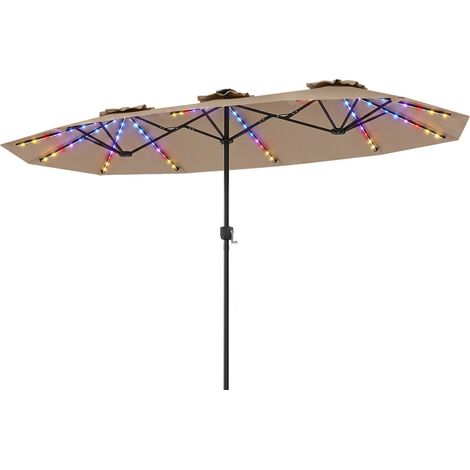 COSTWAY Ombrellone da Giardino Doppio 470 cm (senza Base,Marrone)