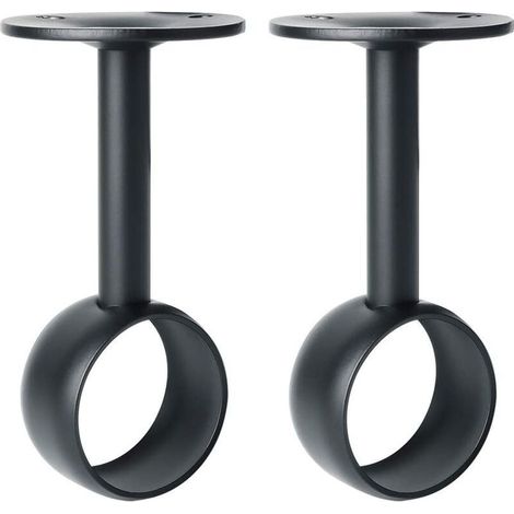 Support de Tringle à Rideaux Support Tringle Penderie avec Vis Support de Plafond pour Rideau et Armoire, Noir Mat en Acier Inoxydable, Diamètre 32 mm, 2 Pcs (1/5)