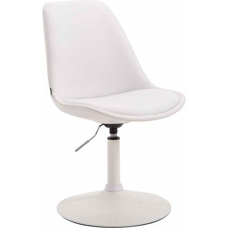 Sedia da pranzo x1 girevole regolabile in altezza PVC bianco con base a tromba in metallo bianco 100008273