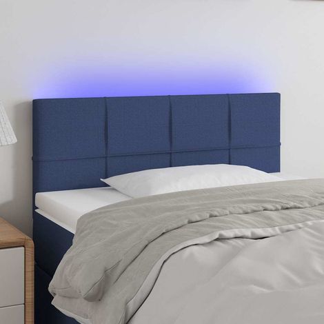 Tête de lit LED bleue réglable en hauteur en tissu 80 x 5 x 78/88 cm, 5.38kg - PANGIVO (1/5)