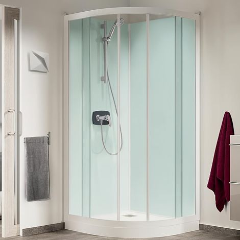 Cabine de douche Kineprime glass 80 rond coulissant receveur bas mecanique réf. CA761MTN (1/3)